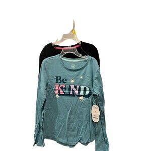 Wonder Nation Girls’ Long Sleeve Graphic T-Shirts, 2-Pack, Size M (7-8)